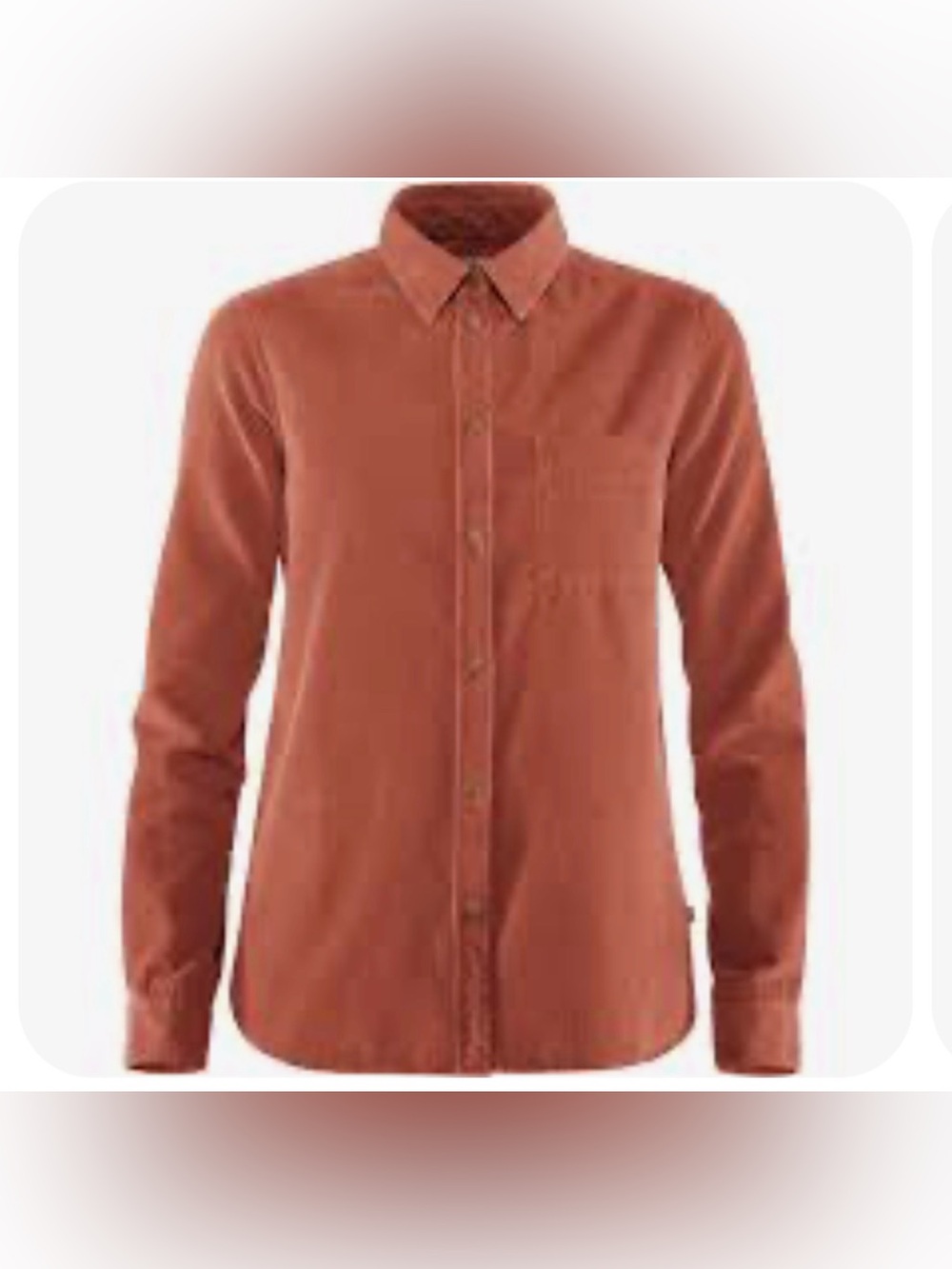 EUC Fjallraven Women's Button-Down Corduroy Shirt - Rust Ovik Cord